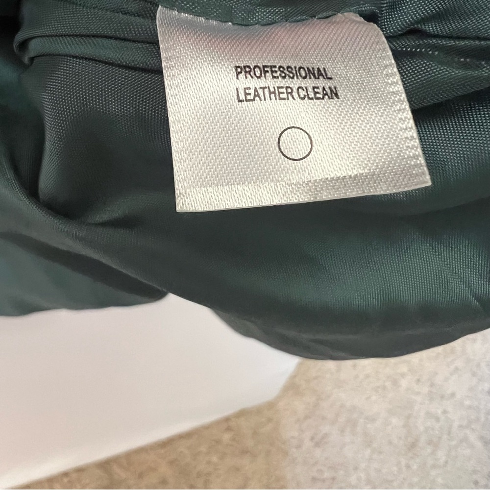 Vintage Via Accenti Dark Green Leather Jacket Button Front Coat Womens Sz 30W - Picture 9 of 11